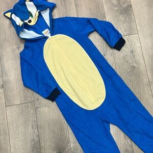 Blue Sonic Onesie Pajamas with Hood, EUC, Size 6